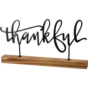 Primitives by Kathy Black Thankful Script Tabletop Decor